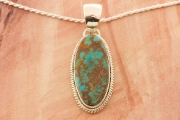 Artie Yellowhorse Genuine Kingman Turquoise Sterling Silver Navajo Pendant
